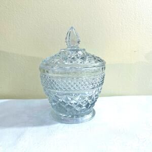 Vtg Anchor Hocking Wexford Sugar Bowl Candy Dish Lid Trinket USA